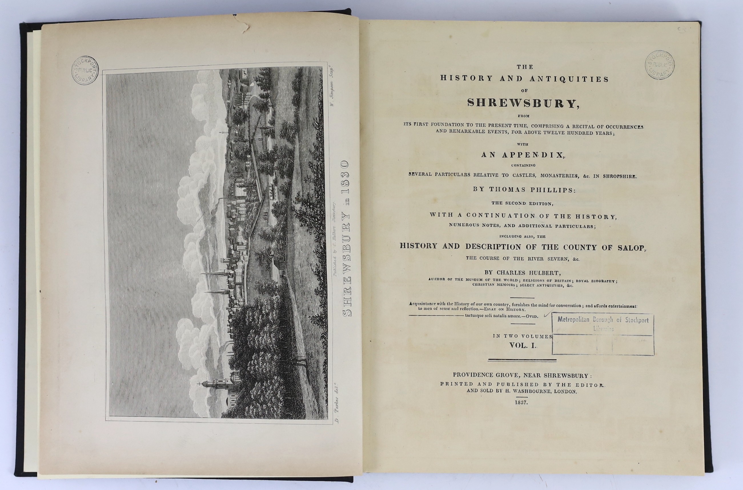 SALOP: Hulbert, Charles - The Stranger's Friend: comprising a walk through Shrewsbury, an Excursion to Hawkstone ... and a Trip to the Isle of Man ... 7 plates and text engravings